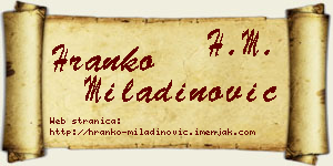 Hranko Miladinović vizit kartica